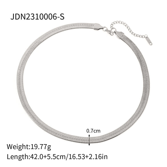 Necklace Jewelry Stainless Steel Geometric Flat Snake Chain Electroplated For Women