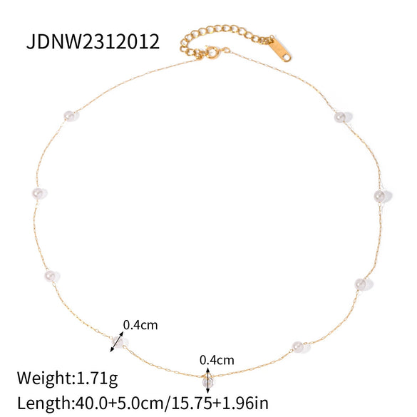Necklace Jewelry Stainless Steel Pearl Electroplating Geometric For Women