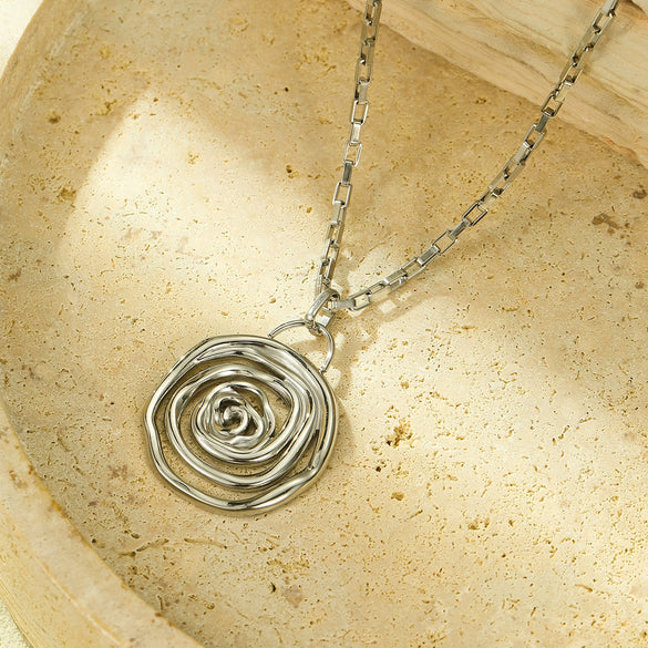 Necklace Jewelry Stainless Steel Spiral Circle Pendant Fashion Simple Electroplating For Women
