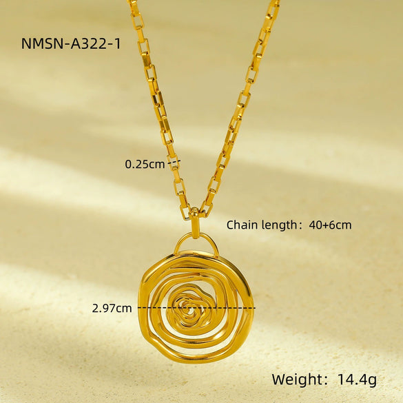 Necklace Jewelry Stainless Steel Spiral Circle Pendant Fashion Simple Electroplating For Women