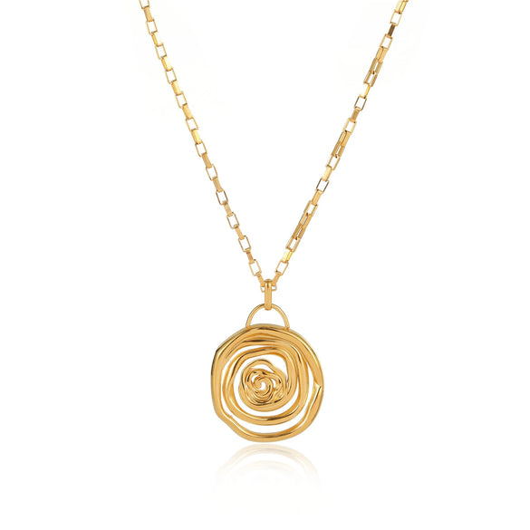 Necklace Jewelry Stainless Steel Spiral Circle Pendant Fashion Simple Electroplating For Women