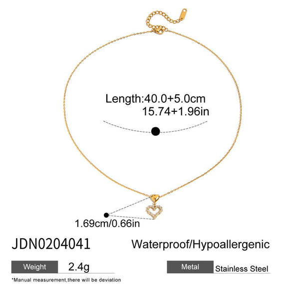 Necklace Jewelry Stainless Steel Titanium Steel Diamond Cut Out Heart Geometric Electroplating Pendant For Women
