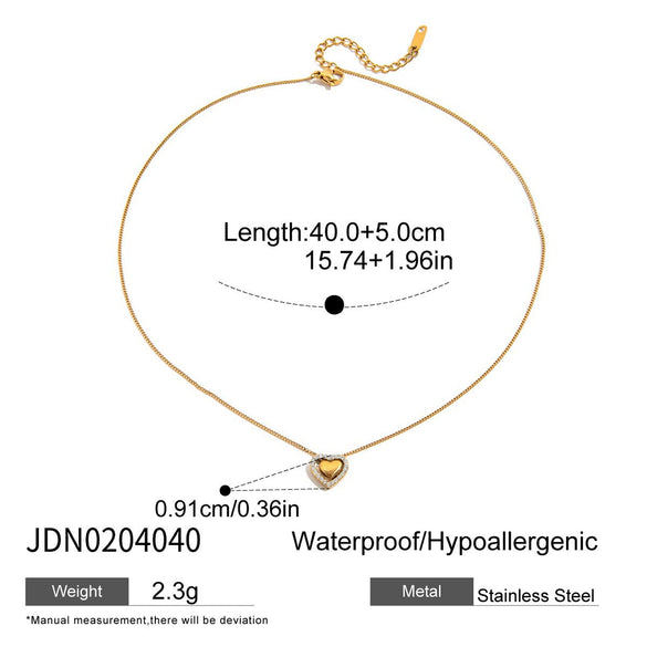 Necklace Jewelry Stainless Steel Titanium Steel Diamond Cut Out Heart Geometric Electroplating Pendant For Women