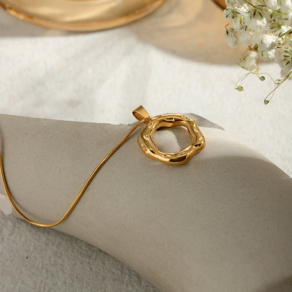 Necklace Jewelry Stainless Steel Titanium Steel Geometric Irregular Hammer Grain Round Snake Bone Chain Electroplated For Women