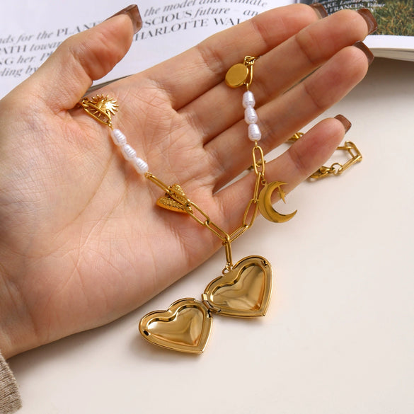 Necklace Jewelry Stainless Steel Titanium Steel Heart Shape Electroplating For Women