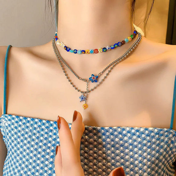 Necklace Jewelry Titanium Steel Geometric Pattern Polished Hiphop Water Wave Chain For Women
