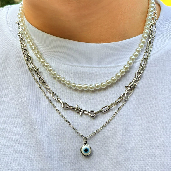 Necklace Jewelry Zinc Alloy Geometric Handmade Men's Hip Hop Thorn Glasses Clavicle Chain