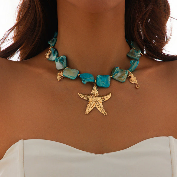 Necklace Jewelry Zinc Alloy Geometric Star Electroplated Shell Starfish Vacation Style Women's