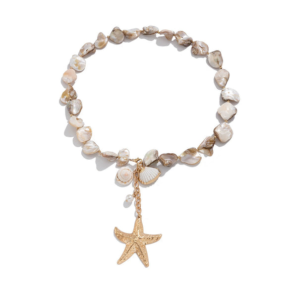 Necklace Jewelry Zinc Alloy Geometric Star Electroplated Shell Starfish Vacation Style Women's