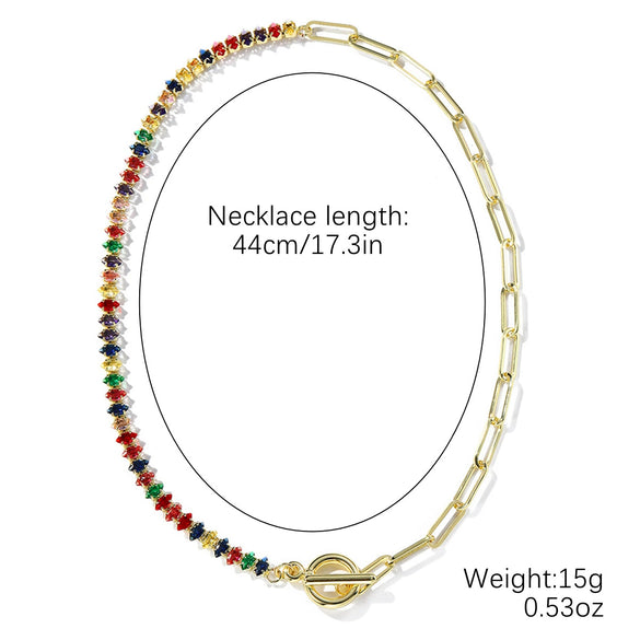 Necklace Jewelry Zircon And Organic Glass Rhombus Geometric Inlaid Simple Style For Women Ochain