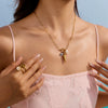 Necklace 18K Gold And Titanium Steel Conch Teeth Shell Crab Tongs Pendant Electroplated