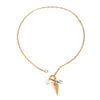 Necklace 18K Gold And Titanium Steel Conch Teeth Shell Crab Tongs Pendant Electroplated