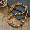 Necklace Lapis Lazuli Turquoise Wooden Bead Alloy O Word Chain Geometric Electroplating Bohemian Retro Men's Fashion