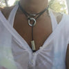 Necklace Leather Alloy Geometric Doublecircle Tassel Handmade