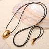 Necklace Leather Rope Pearl Goldplated Artificial Gemstones Semiprecious Stones 316L Stainless Steel Drop Shape Vervain Chain Women's