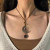 Necklace Leather Wax Thread Alloy Chalcedony Tiger Stone Geometric Handmade Women