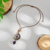 Necklace Leather Wax Thread Alloy Chalcedony Tiger Stone Geometric Handmade Women