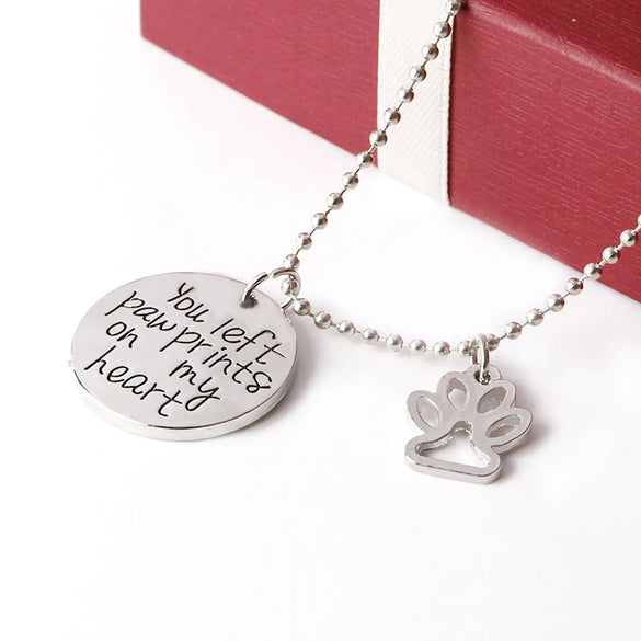 Necklace Letters You Left Paw Prints On My Heart Dog Claw Pendant Necklace Wholesale Gooddiy
