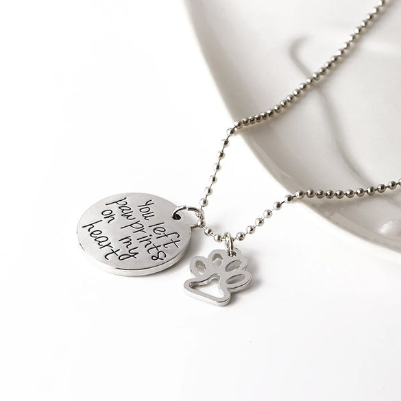 Necklace Letters You Left Paw Prints On My Heart Dog Claw Pendant Necklace Wholesale Gooddiy