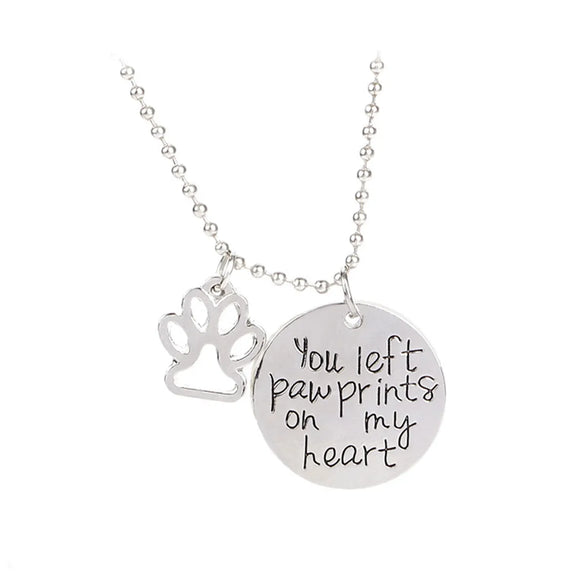 Necklace Letters You Left Paw Prints On My Heart Dog Claw Pendant Necklace Wholesale Gooddiy