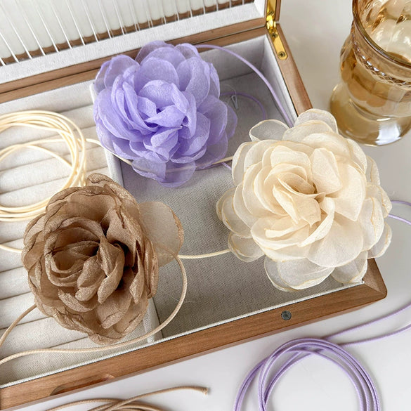 Necklace Mesh Wax Rope Chain Handmade Flower Design For Women