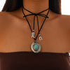 Necklace Metal Alloy Flannel Geometric Retro Style