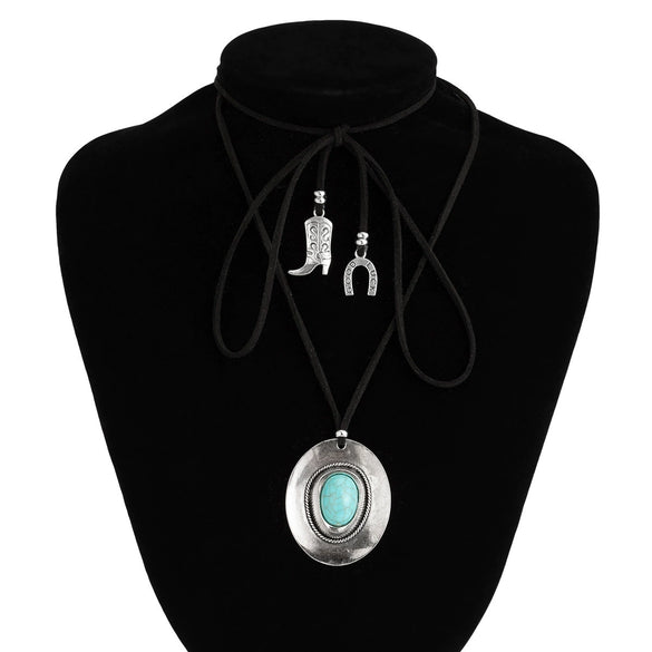 Necklace Metal Alloy Flannel Geometric Retro Style