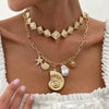 Necklace Metal Alloy Imitation Pearl Iron Sheet Animal Zodiac Geometric Starfish Scallop Shell Conch Electroplating
