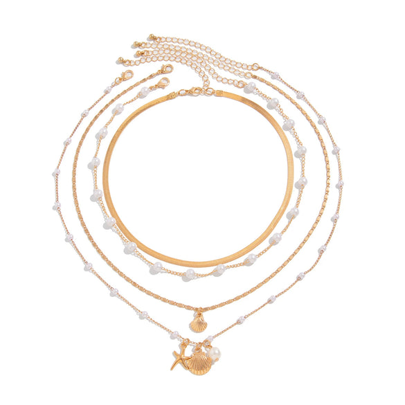 Necklace Metal Alloy Imitation Pearl Snake Bone Chain Ocean Style Animal Zodiac Geometric Electroplated