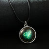 Necklace Metal Bamboo Chain Organic Glass Pendant Constellation Electroplating