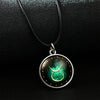 Necklace Metal Bamboo Chain Organic Glass Pendant Constellation Electroplating