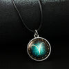 Necklace Metal Bamboo Chain Organic Glass Pendant Constellation Electroplating
