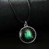 Necklace Metal Bamboo Chain Organic Glass Pendant Constellation Electroplating