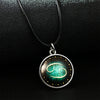 Necklace Metal Bamboo Chain Organic Glass Pendant Constellation Electroplating