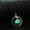 Necklace Metal Bamboo Chain Organic Glass Pendant Constellation Electroplating