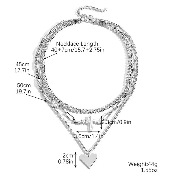 Necklace Metal Heart Pendant Wave Pattern Electroplating For Women