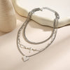 Necklace Metal Heart Pendant Wave Pattern Electroplating For Women