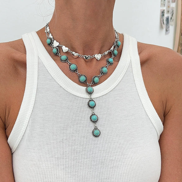 Necklace Metal Heart Shape Geometric Pattern Electroplating Alloy For Women