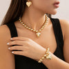 Necklace Metal Imitation Pearl Plastic Heart Shaped Ball Chain Electroplated