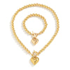 Necklace Metal Imitation Pearl Plastic Heart Shaped Ball Chain Electroplated