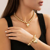 Necklace Metal Imitation Pearl Plastic Heart Shaped Ball Chain Electroplated