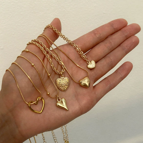 Necklace Metal Ribbon Bow Imitation Pearl Heart Shape Alloy Copper Electroplated