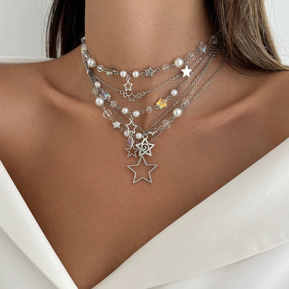 Necklace Metal Ribbon Bow Imitation Pearl Heart Shape Alloy Copper Electroplated