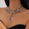 Necklace Metal Rivet Love Pendant Tassel Iron Chain Alloy Imitation Pearl Stainless Steel Ribbed Pendant Heart Shape Geometric Electroplating