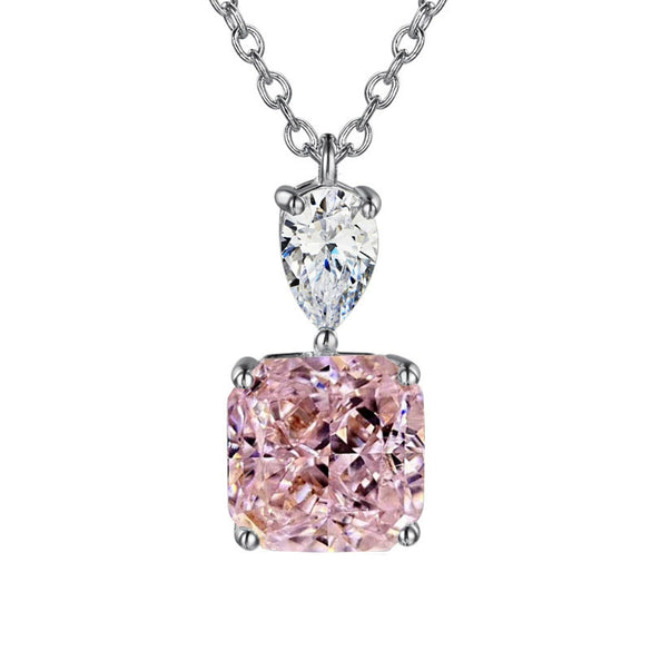Necklace Mixed Gem Inlay Pink Zircon On Copper With Ochain For Women