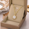 Necklace Mixed Gem Inlay Titanium Steel Geometric Electroplating Ochain For Women