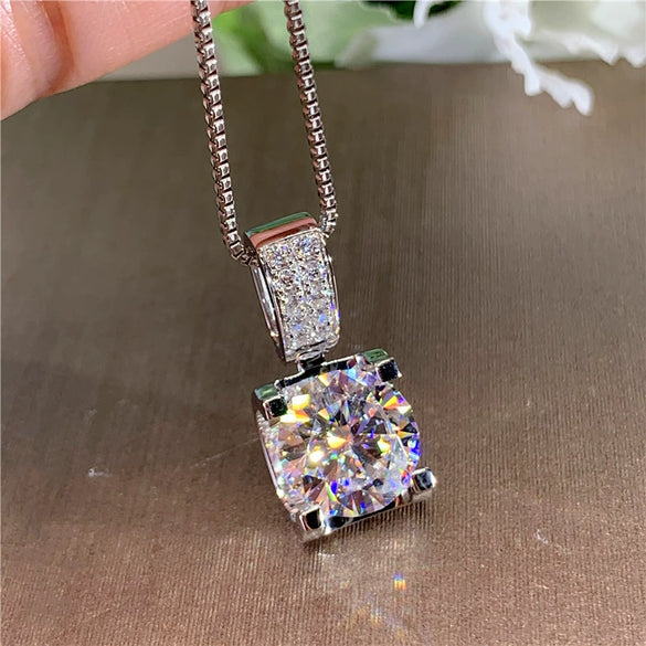 Necklace Mixed Gemstone Inlaid Copper Pendant With Geometric Pattern And Bamboo Chain