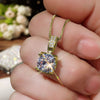 Necklace Mixed Gemstone Inlaid Copper Pendant With Geometric Pattern And Bamboo Chain