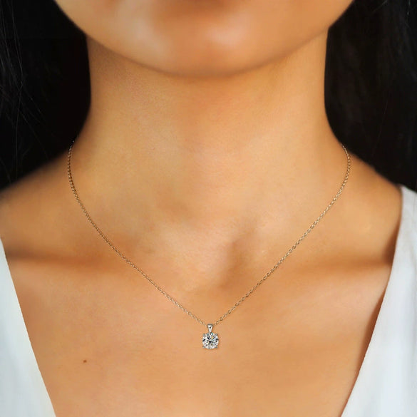Necklace Moissanite 925 Sterling Silver 18K Gold Plated Geometric High Sense Female
