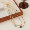 Necklace Multiple Gemstones Natural Freshwater Pearls Copper Geometric Handmade
